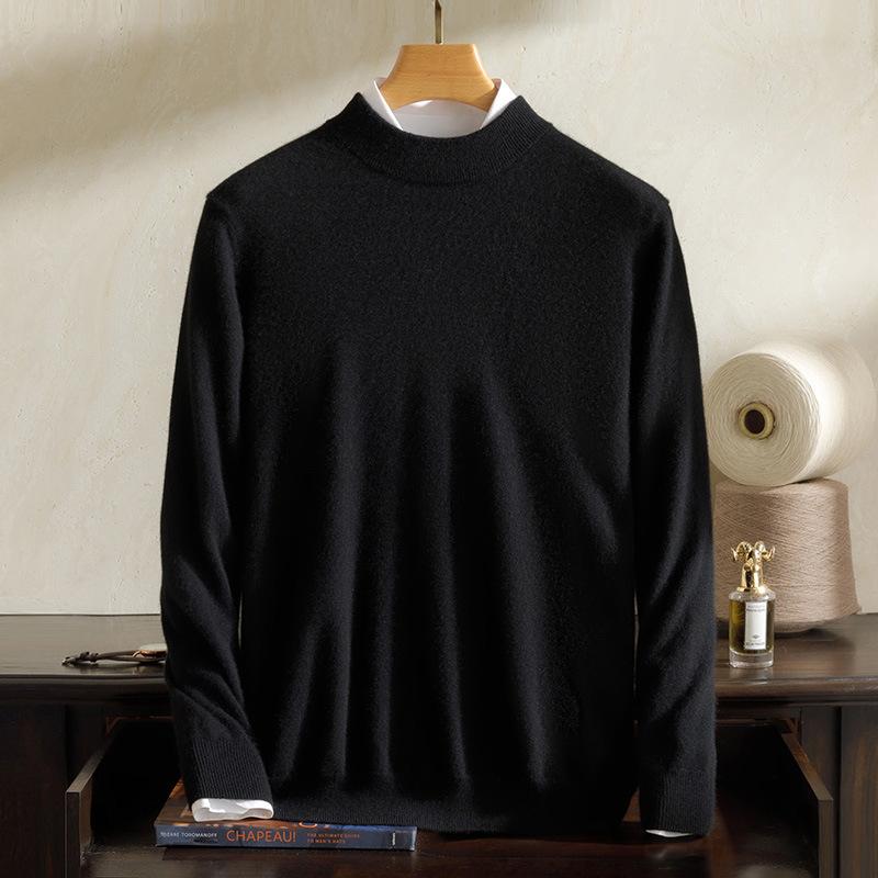 New 100 cashmere sweater semi-turtleneck teen high-end pure cashmere sweater men