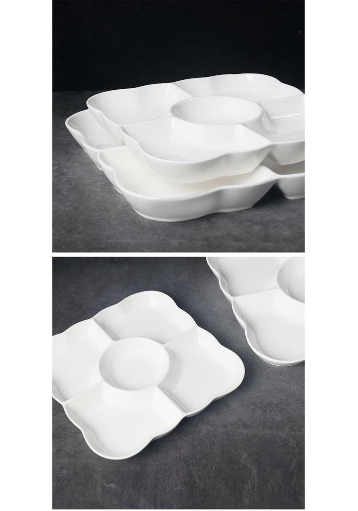 Ceramic Five-Compartment Fruit Platter for Household or Commercial Use