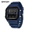 Sanda Luminous Waterproof Teen Alarm Watch - Square Electronic Sports Countdown Timer