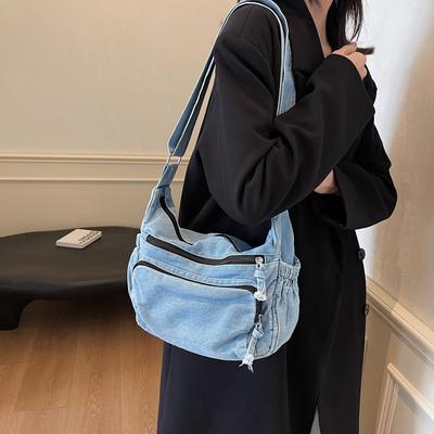 Denim Lazy Wind Retro Shoulder Bag American Women'S Backpacking Mom Bag Middle-Aged Mother-In-Law Atmospheric Crossbody Bag