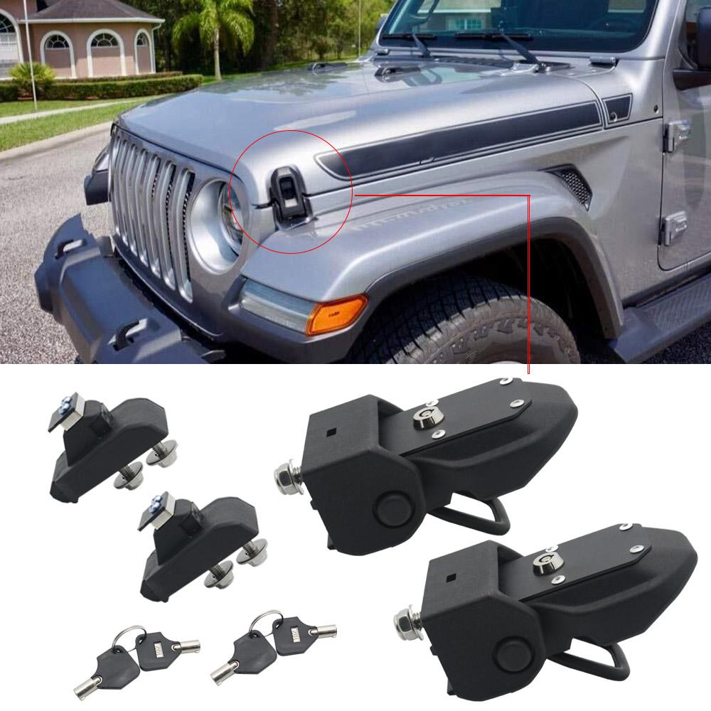 Locking Hood Latch for Jeep Wrangler JL JK 2007-2018 Black Steel Hood Catches Kit for Passenger and Driver Side Accessories
