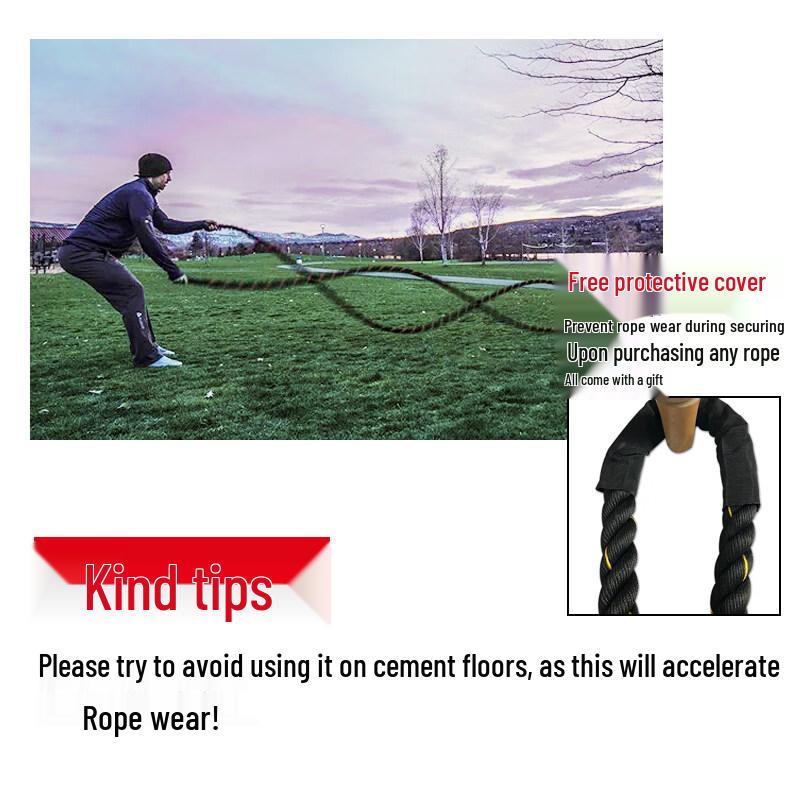 Jundingying 9m 38mm Red Battle Rope with Full Protective Sleeve