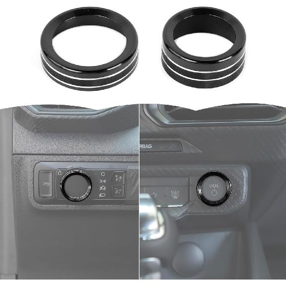 RT-TCZ Headlight Knob Cover Audio Volume Switch Cover Trim Center Console Interior Accessories for Ford Mustang 2024 2025 (Red)