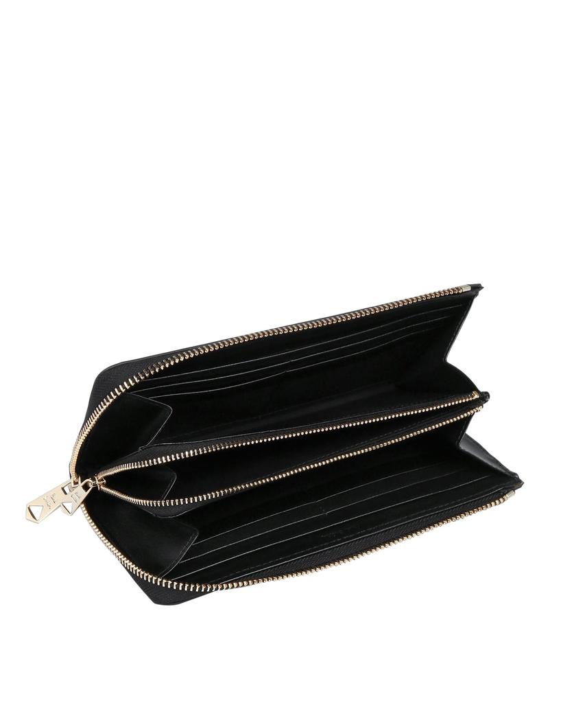 Bright Stripe Trim Long Wallet in Black