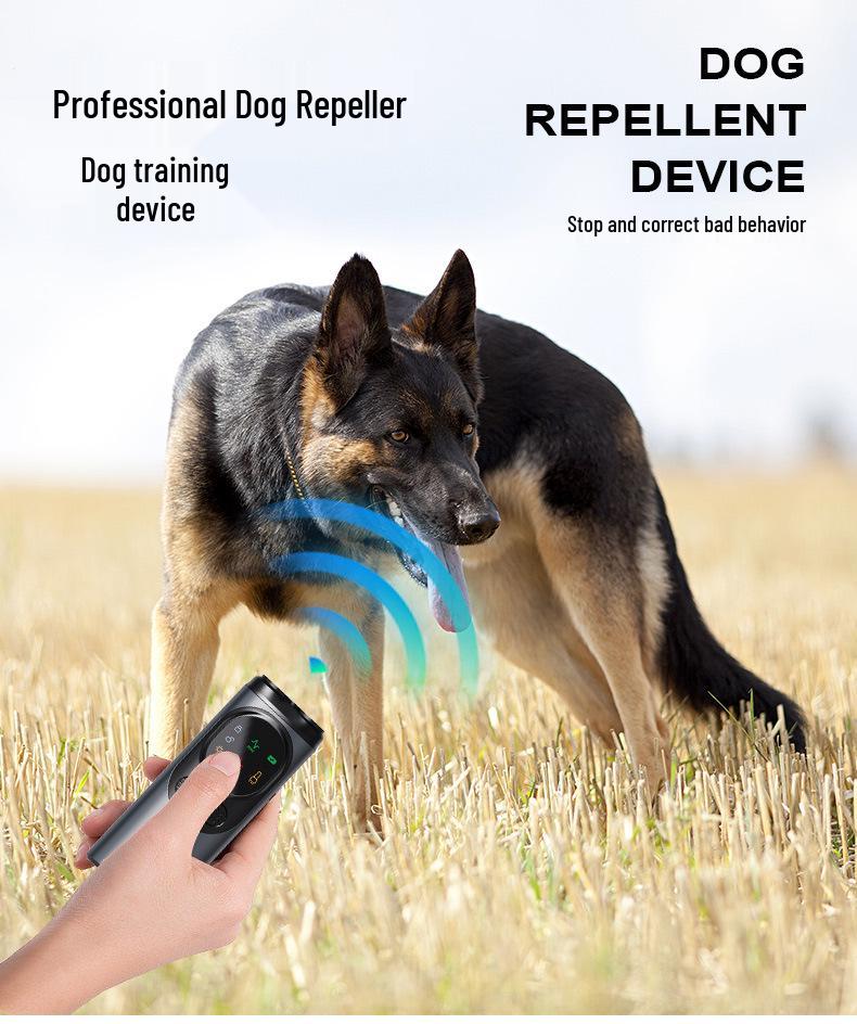 Portable Ultrasonic Dog Bark Stopper & Training Device with Light - Three-Head Dog Repeller