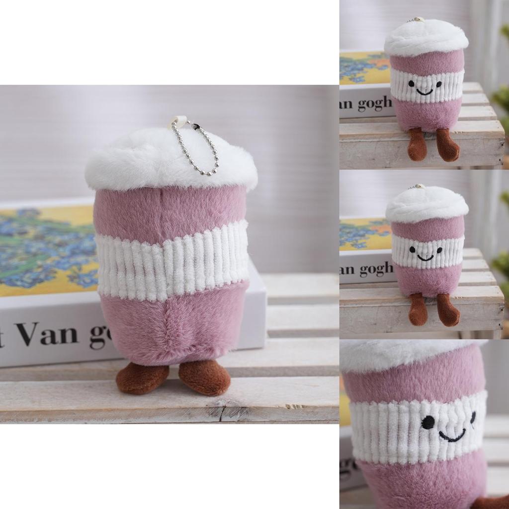 Plush Keychain Cute Cartoon Coffee Cup Pendant With Pp Cotton Filling For Bag Decor And Gift
