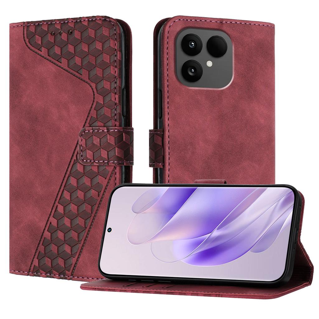 For Fairphone 6 Leather Case 7-Shaped Pattern Wallet Stand Shockproof Phone Cover