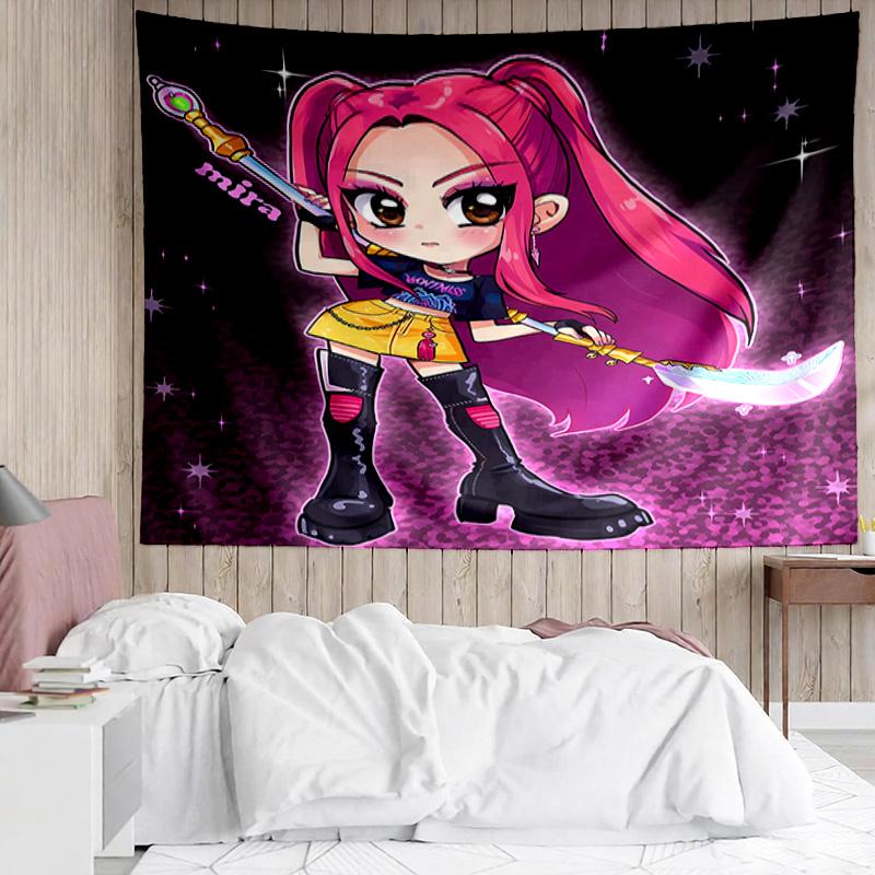 Kpop Hunter6 Tapestry for Bedroom Aesthetic Classroom Tapestries Wall Hanging for Living Room Dorm Office,Ideal Creative Gift