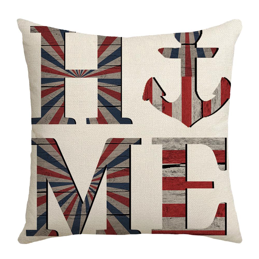 

New Independence Day Pillow Text Printed Cushion Cushion Linen Pillow Case Home Decoration 45 * 45Cm (excluding pillow core)