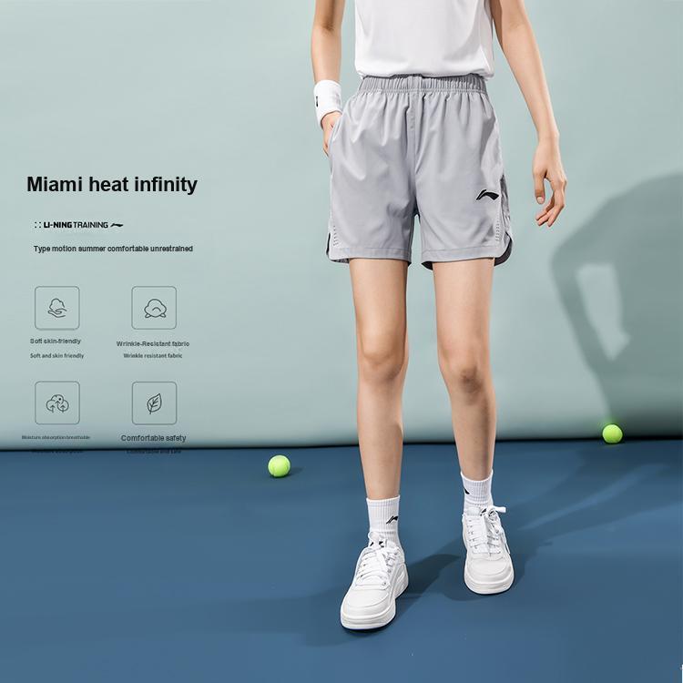 Li Ning Badminton Series Breathable Lightweight Casual Shorts Women Shorts Gray AAPU170-2