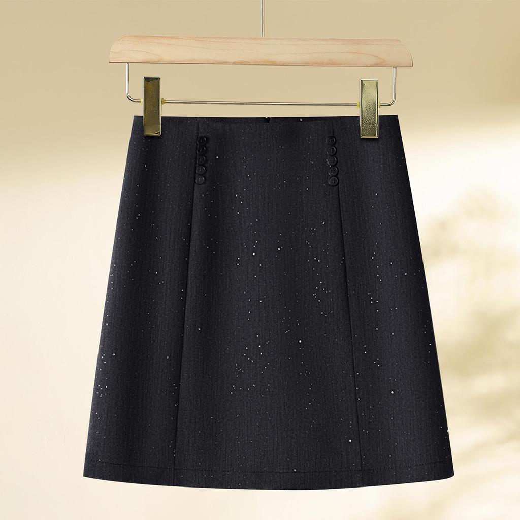 Women's Gray Sequin High-Waisted Mini A-Line Skirt - Spring/Autumn 2025