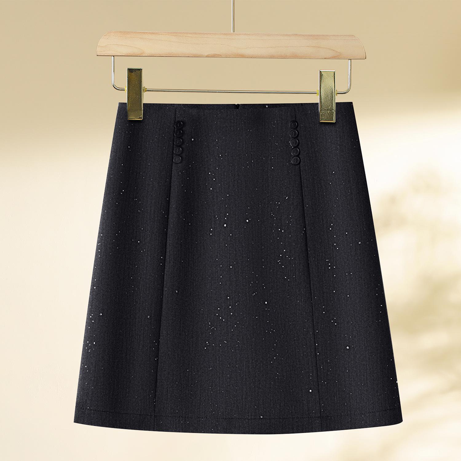 

Women s Gray Sequin High-Waisted Mini A-Line Skirt - Spring/Autumn 2025 XXL (125-135 jin) чёрный