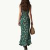 Bohemian Style Sleeveless Dress with Ruffle Straps High Slit Maxi Dress Vintage Floral Print Summer Dress for Women