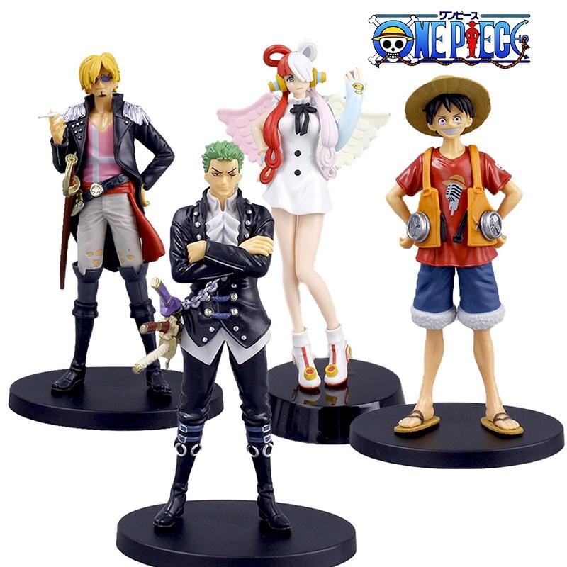 Colored Luffy Zoro Sanji Uta One Piece Film Red Figure Cake Topper Xmas Gifts