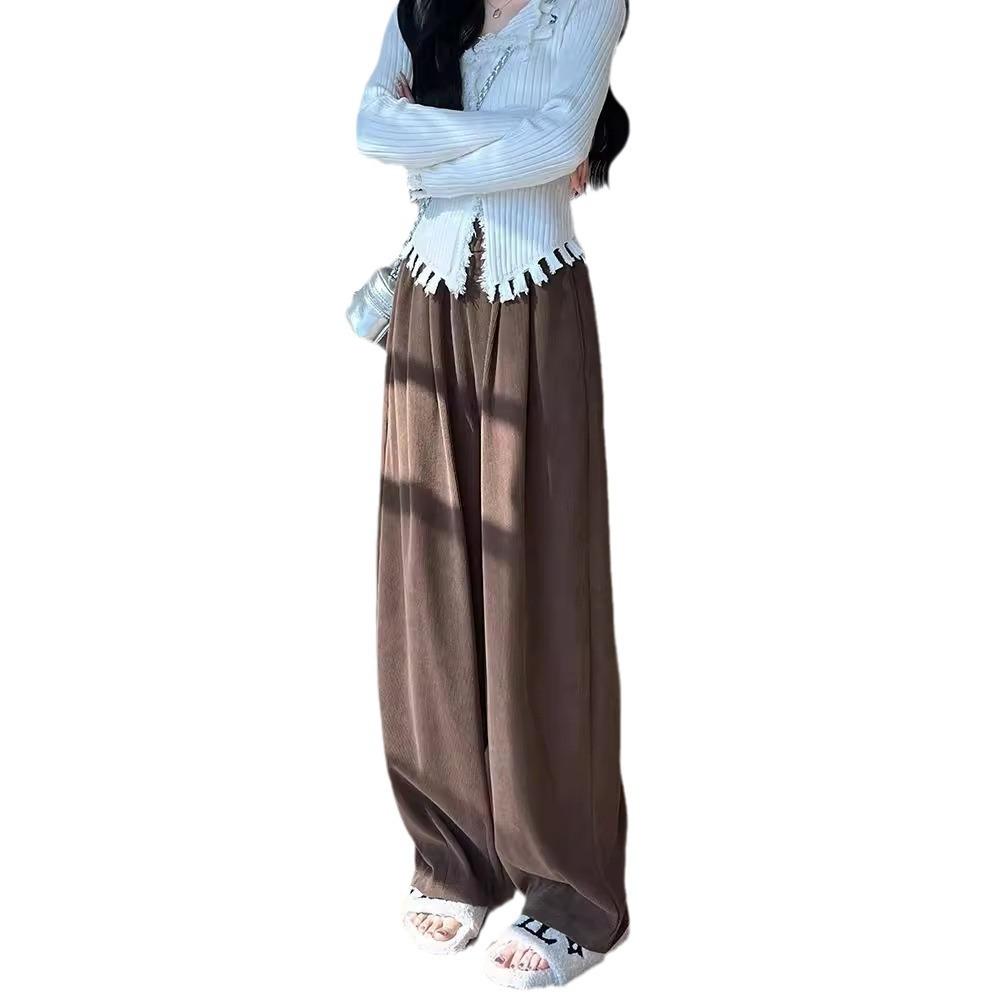 

Женские широкие брюки на осень и зиму, новый стиль, свободные брюки Yamamoto, узкие и драпированные, прямые повседневные брюки M