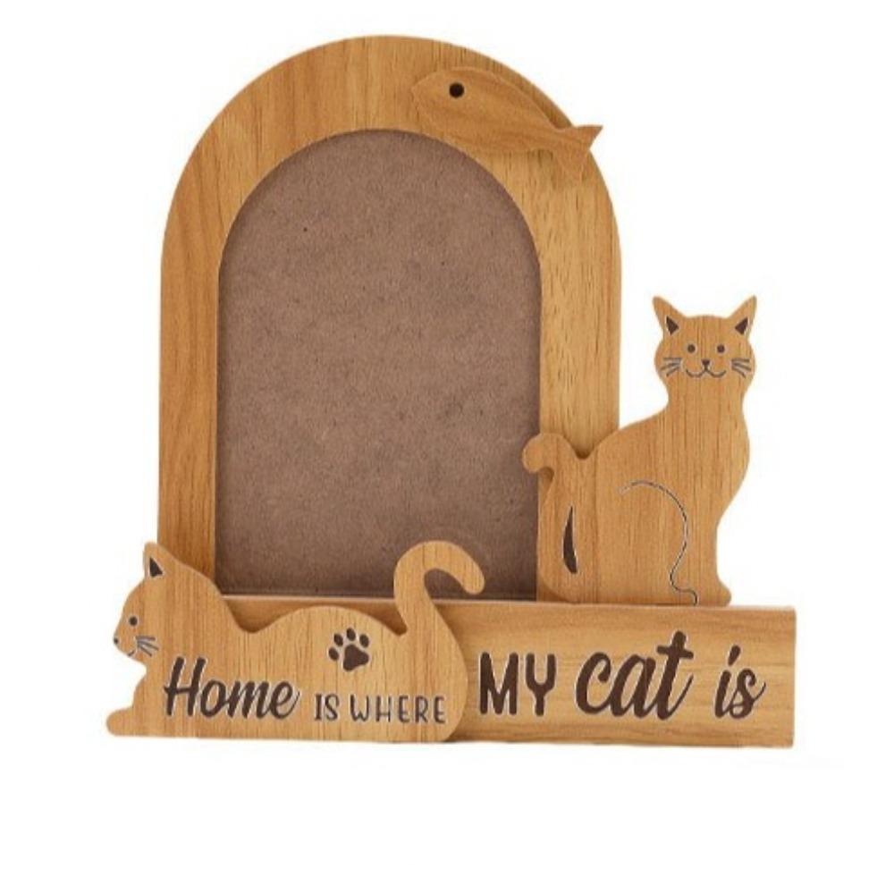 

Wood Pet Photo Frame Handmade Picture Frame Commemorative Ornaments Cat Keepsake Frame Pet Lovers 7.48x7.68 in-Cat