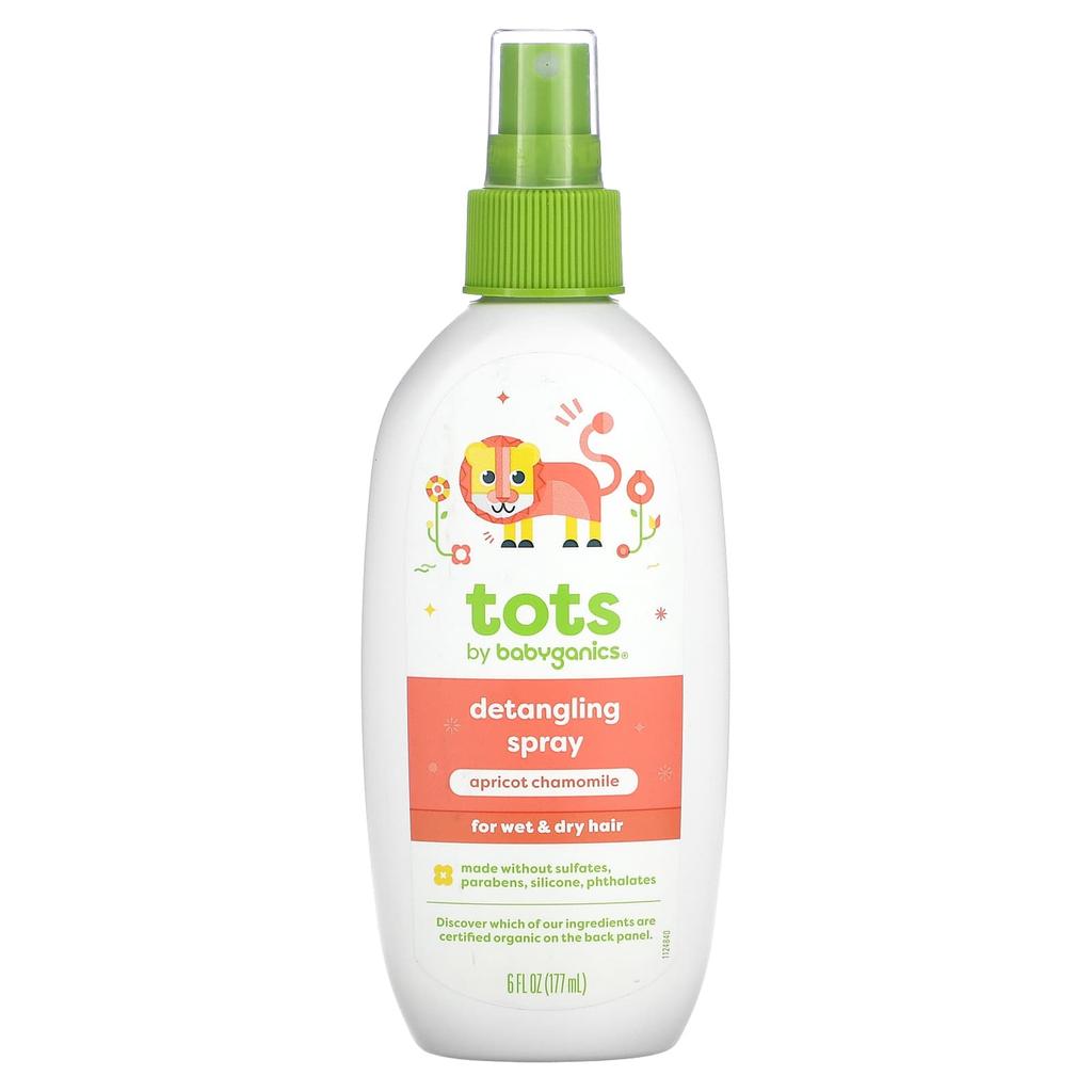 Babyganics Tots Detangling Spray, Apricot Chamomile, 6 Fl Oz (177 Ml)