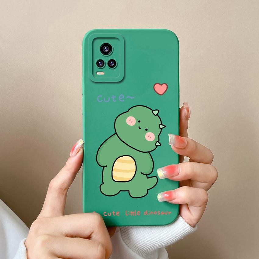 For Vivo V15 S10 Y75 S16 V17 Y77 Phone Bags Naughty Cartoon Dinosaur Patterns Camera Protection Shockproof Silicone Cover Case For Vivo Bumper Housing
