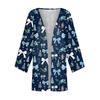 Women's Casual Fashion Caot Christmas Print Lightweight Medium Length Jacket Cardigan