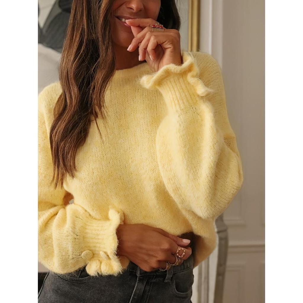 Elegant Women's Winter Sweater - Solid Color Comfortable, Versatile In All Seasons, Cold Resistant and Warm, Simple Design, High Quality Sewing