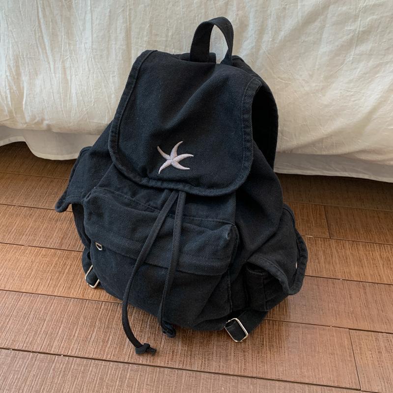 Casual simple handbag bag women s 2025 new large-capacity canvas backpack student schoolbag one piece