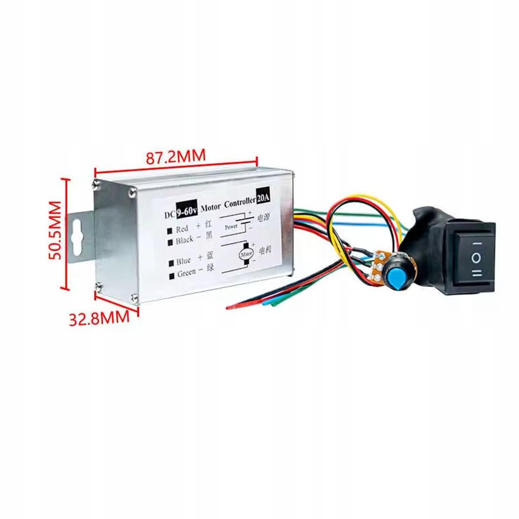 Rosfix Regulator Obrotów Silnika DC PWM-20A 9–60V – Płynna Regulacja | Zmiana Kierunku Lewo/Prawo | Zabezpieczenie Przed Polaryzacją