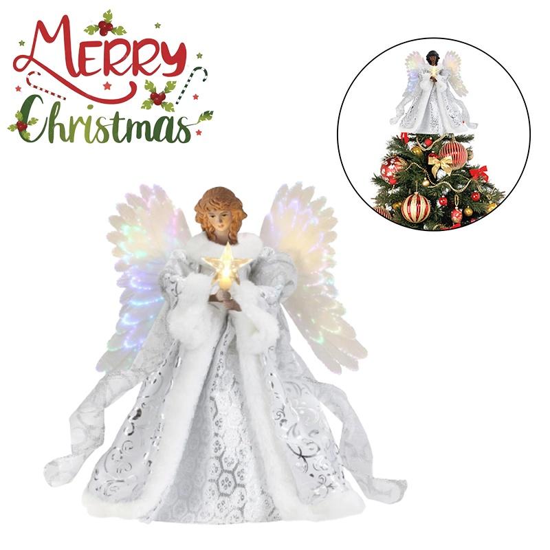 Shimmering 9.8in Led Tree Topper Angel Ornament Perfect For Any Tree
