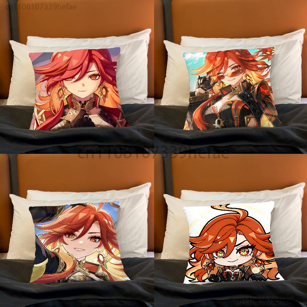 Genshin Impact Mavuika Throw Pillow Case For 45x45cm55x55cm30x30cm For Home Bedroom Decoration And Protector