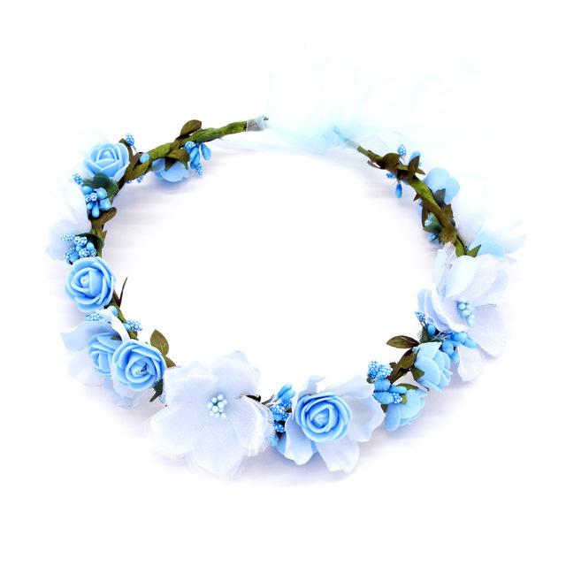 Women Girls Flower Headband Bride Flower Crown Hairband Hair Accessories Wedding Party Spring bohemia Wreath Headpiece Headwear