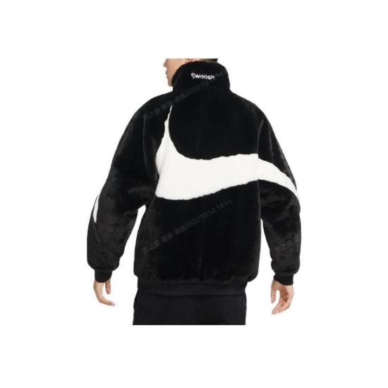 Nike Giacca da Uomo in Velluto di Visone Sintetico con Collo Alto e Zip Nera FB7664-010