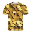 2025 Summer New Digital Printing Plaid Series Men's Fashion Casual T-shirt Crew Neck Short Sleeves Trendy Wear
