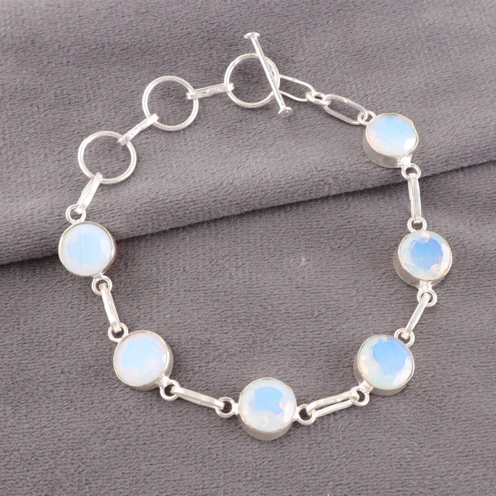 

Молочный опал драгоценный камень 925 проба серебро ювелирные изделия ручной работы браслет подарок для друга RB-14-19