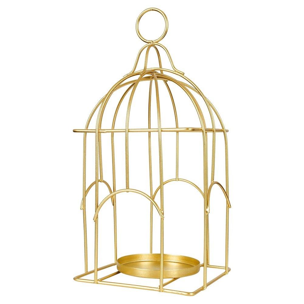 Gold metal candle lantern 25 cm