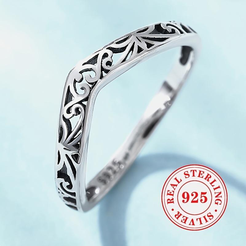 

Винтажные кольца из стерлингового серебра 925 пробы для женщин с резным узором, ажурный аксессуар для пальцев, изысканные украшения для вечеринок в стиле панк, подарки 10 серебряный