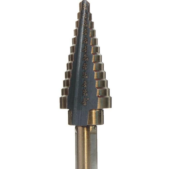 5-Piece Black & Yellow Pagoda Drill Bit Set with Triangular Handle and Straight Groove