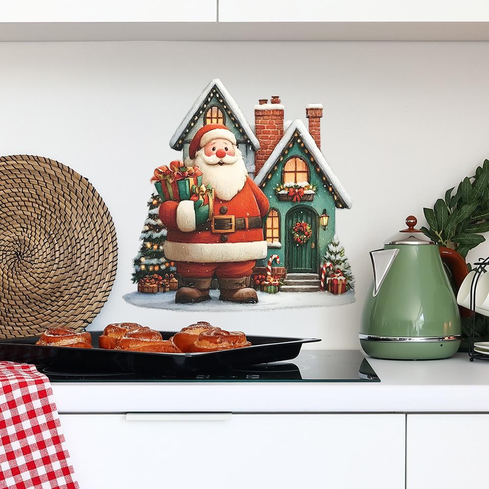 Cartoon Weihnachtsmann Geschenke für Häuser Schlafzimmer Wohnzimmer Verschönerung und Dekoration Wandaufkleber