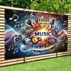 Vibrant Music Notes Backdrop Musical Instruments Rock Party Background for Photoshoot
