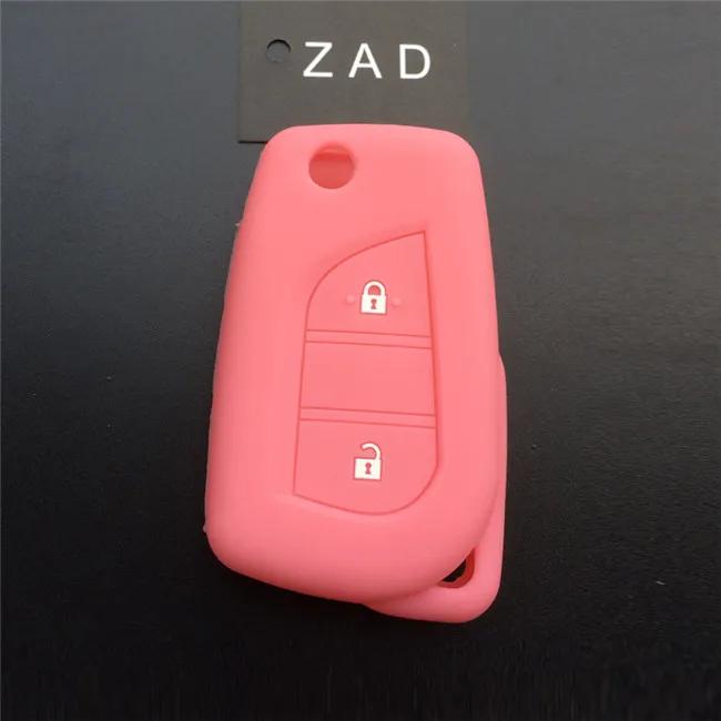 ZAD Silicone Rubber Car Key Cover Case Shell Set Protector Fob for Toyota Aygo Yaris Highlander Camry RAV4 2 Button Key Holder