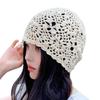 1Pieces Breathable Hollowed Out Knitted Hat Flowers Casual Beret Cap Summer Fashion Flowers Breathable Mountaineering Scarf