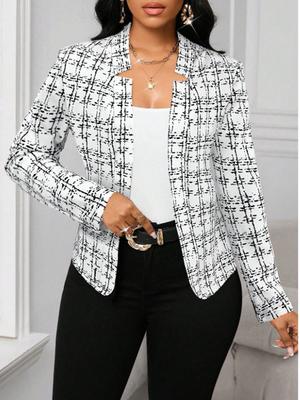 Autumn Winter New Cardigan Slim Fit Temperament Plaid Long Sleeve Small Suit Fashion Jacket