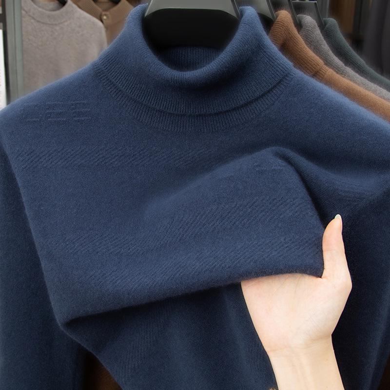 

2025 Winter High Neck Casual Wool Sweater for Middle-Aged Men - Fashionable Loose Fit Base Layer Top 52
