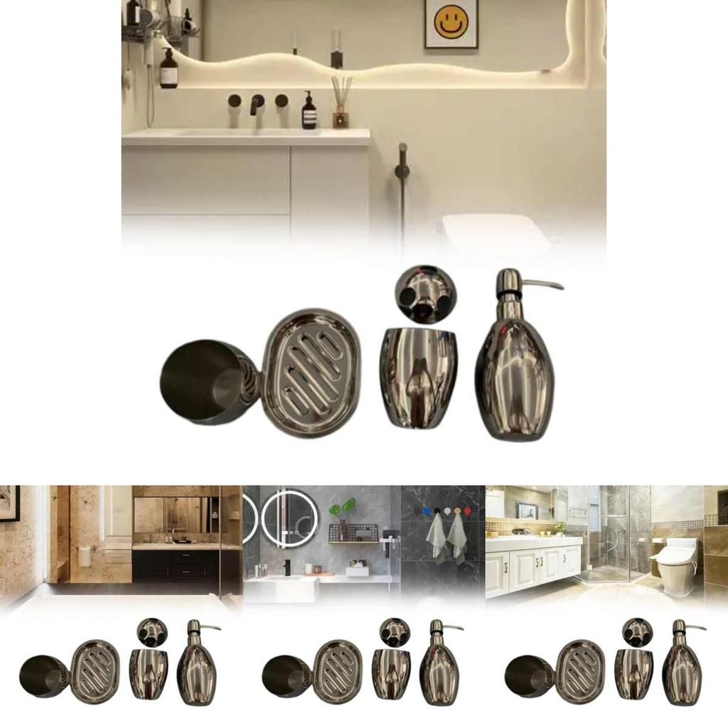 Stainless Steel Soap Dispenser Bathroom Set With Manual Pump For Home Use