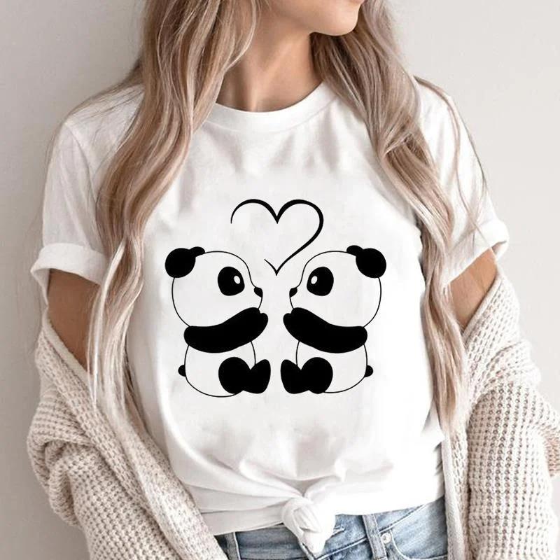 Ropa Manga Corta Top de Verano Mujer Panda Divertido Tendencia Años 90 Ropa Femenina Camiseta Básica Estampado Gráfico Camisetas Tops Camiseta