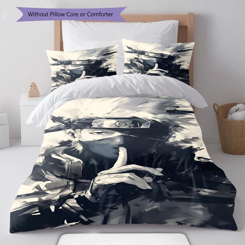 Juego de Ropa de Cama con Estampado de Dibujos Animados Colcha Funda de Colcha Funda de Almohada Decoración del Hogar Regalo de Cumpleaños (1 * funda nórdica + 2 * fundas de almohada, sin núcleo)