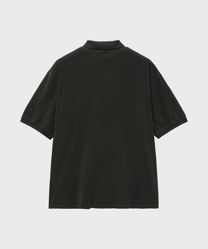 Diantipeullaespom Pigment Oversized Zip-Up Pique Shirt (Charcoal)