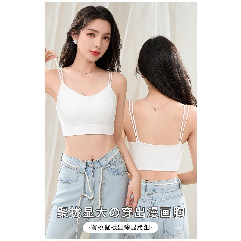 Seamless Beauty Back Thin Strap Wireless Padded Women Bra Camisole Tube Top