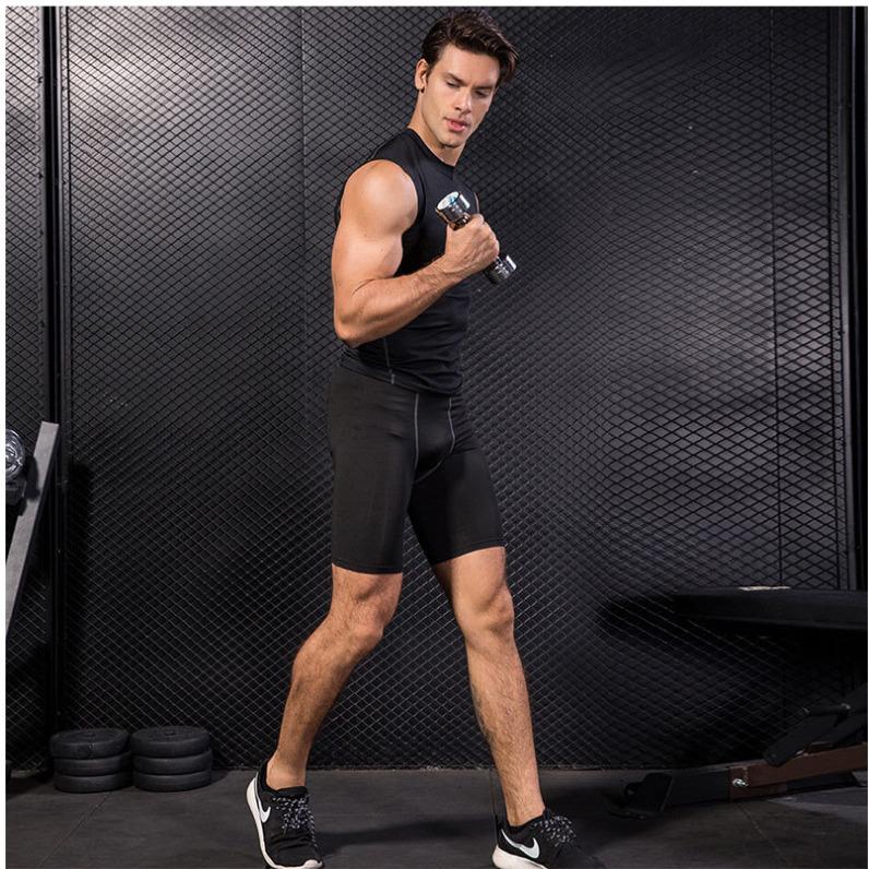 Herrars Snabbtorkande Slim Fit Ärmlös Gymlinne