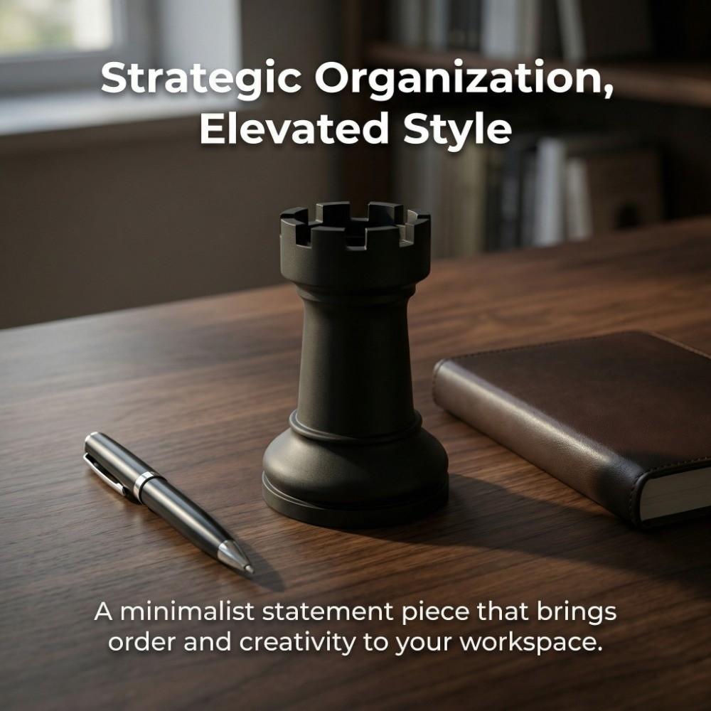 Decorative Plastic Chess-Shaped Pen Holder Multi-function Flower Vase Desktop Organizer Creative Pencil Storage Box Gift