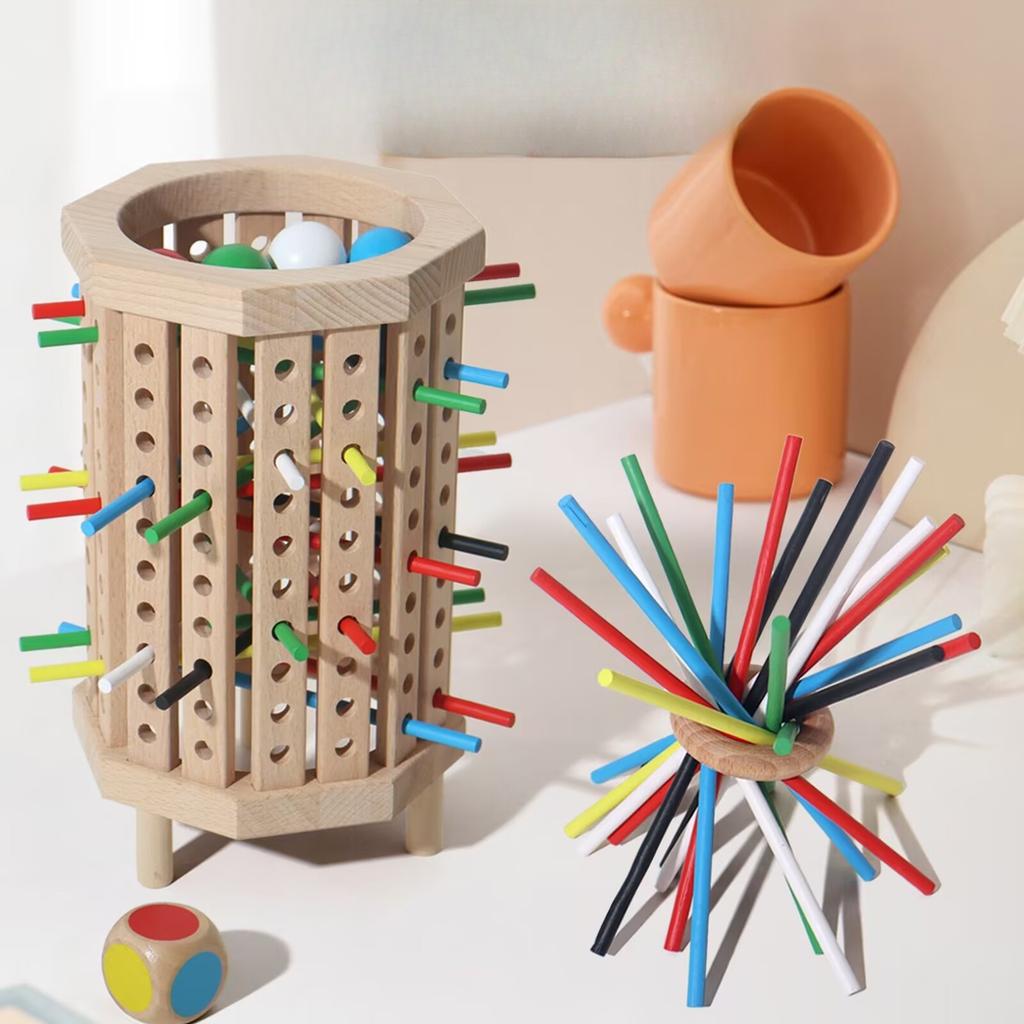 Early Education Wooden 3-in-1 Stick Game Color Cognition Parent-Child Board Game Concentration Balance ToyToy MHWJ-MMM0078