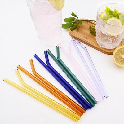 3 pezzi cannucce di vetro 20 cm colorate riutilizzabili cannucce in vetro borosilicato per cocktail frullati frullati con spazzola per la pulizia